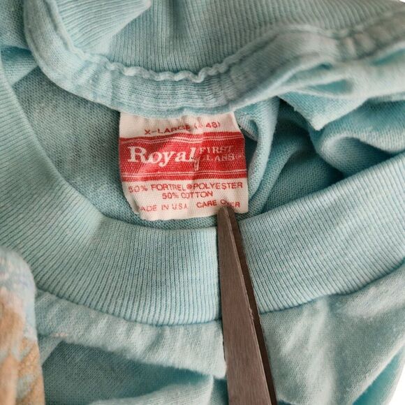 Vintage 80s Cat Bear Las Vegas Tourist Tshirt Womens Size XL Blue - Picture 6 of 7